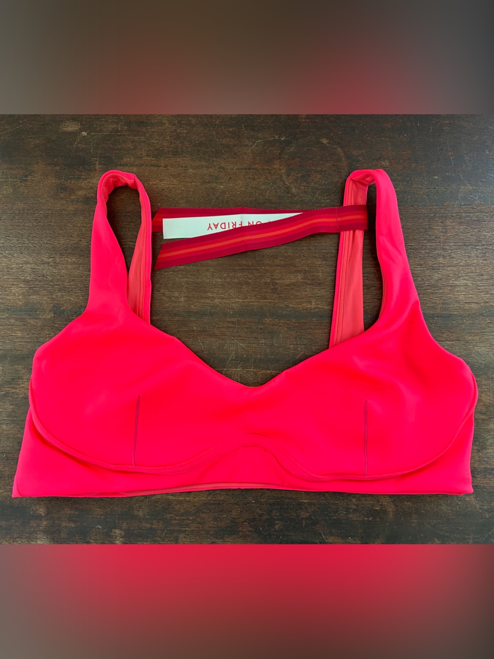 Left On Friday Neon Red/Pink Bikini Top “Carve Top in color Rescue” - Picture 2 of 5
